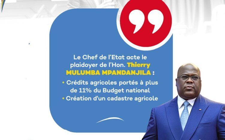  Le chef de l’État acte le plaidoyer de l’Hon. Thierry Mulumba Mpandanjila.